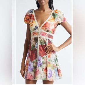 Alice+Olivia Rose Print Lace Minidress size 8.